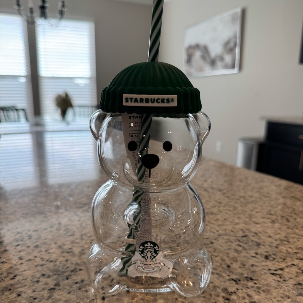 Starbucks Teddy Bear Glass Cup